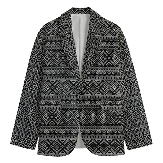 Black And White Navajo Tribal Print Men's Blazer