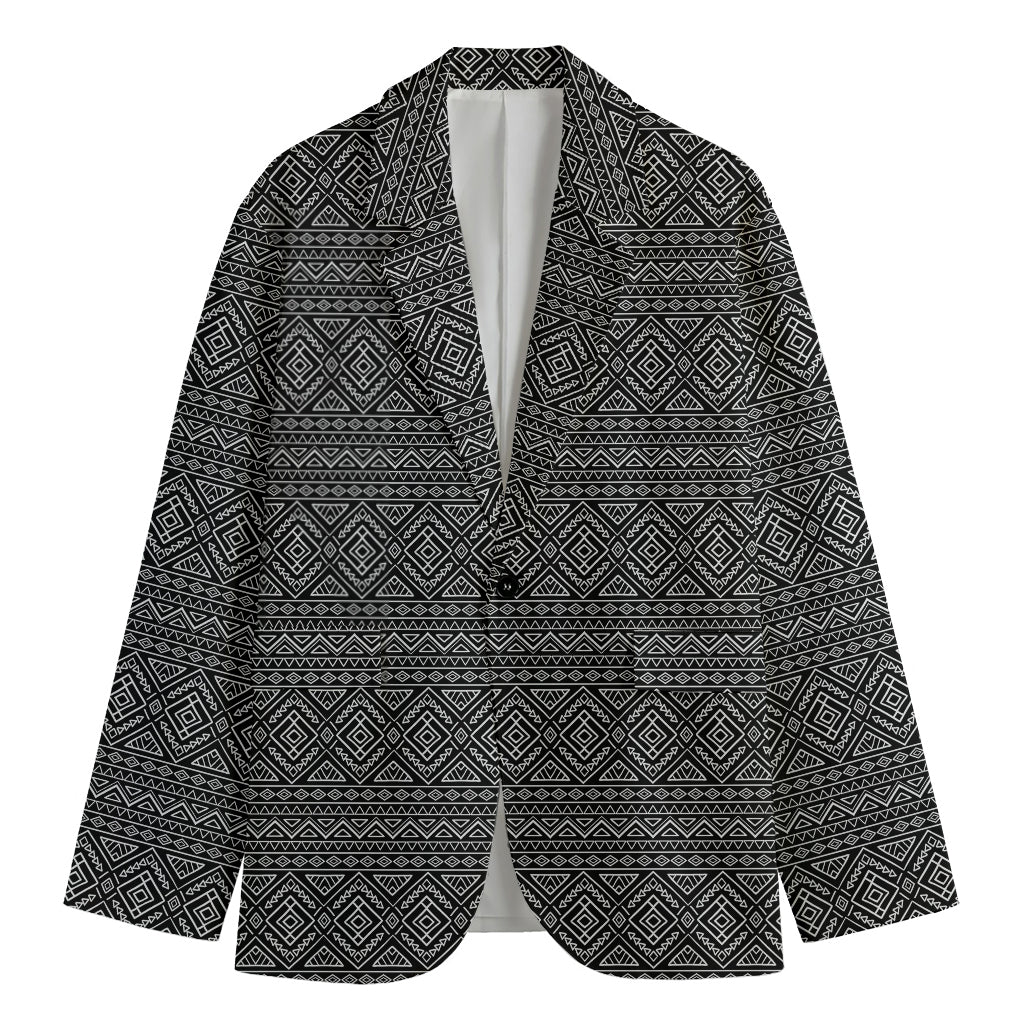 Black And White Navajo Tribal Print Men's Cotton Blazer