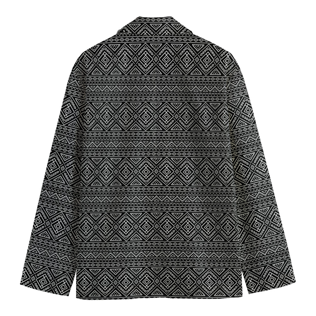 Black And White Navajo Tribal Print Men's Cotton Blazer