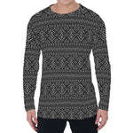 Black And White Navajo Tribal Print Men's Long Sleeve T-Shirt
