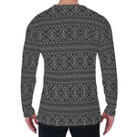 Black And White Navajo Tribal Print Men's Long Sleeve T-Shirt