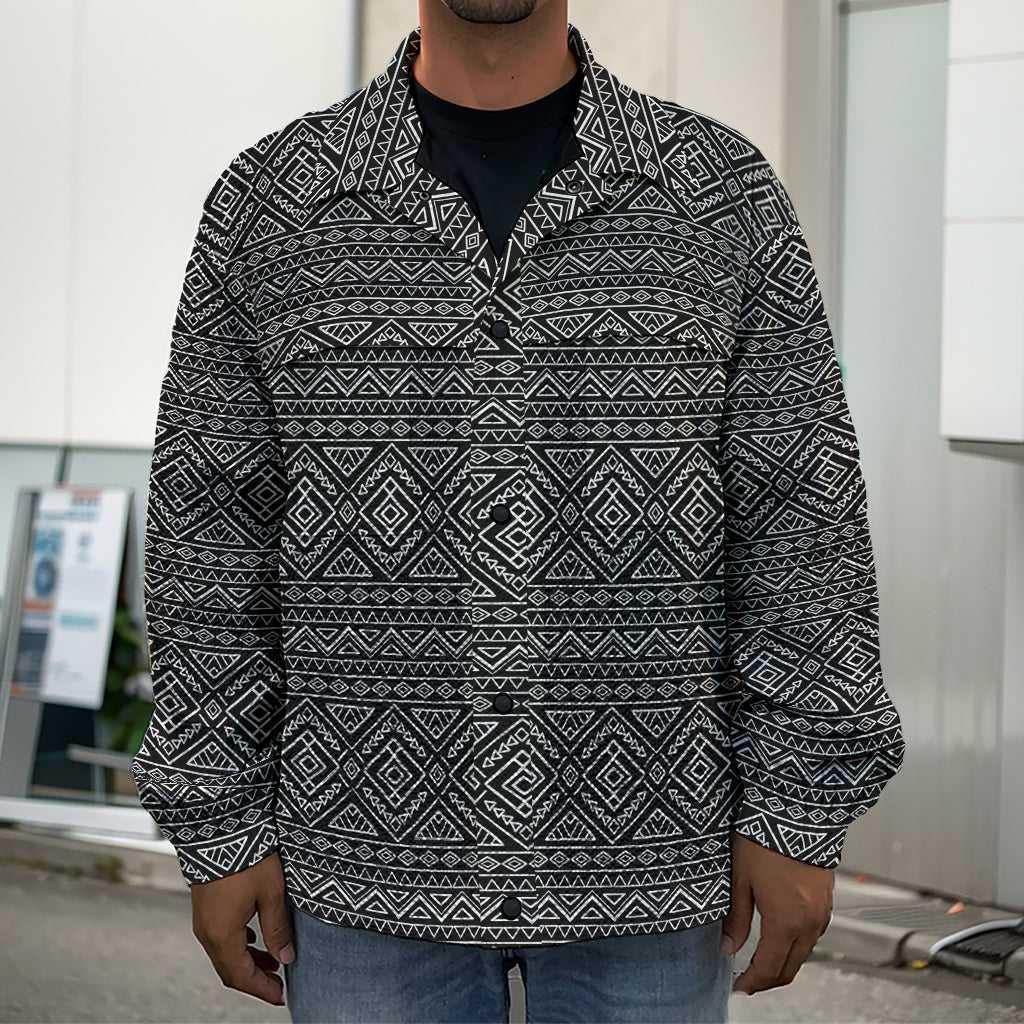 Black And White Navajo Tribal Print Men's Shirt Jacket