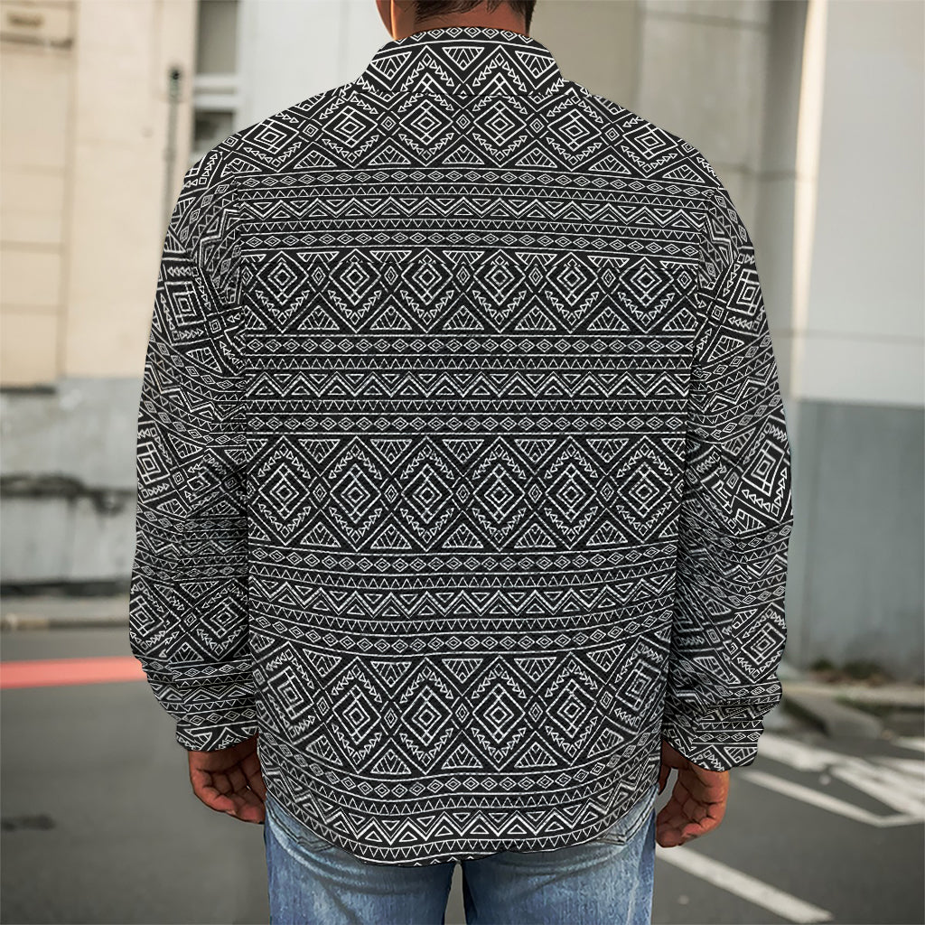 Black And White Navajo Tribal Print Men's Shirt Jacket