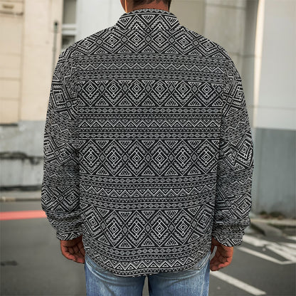 Black And White Navajo Tribal Print Men's Shirt Jacket