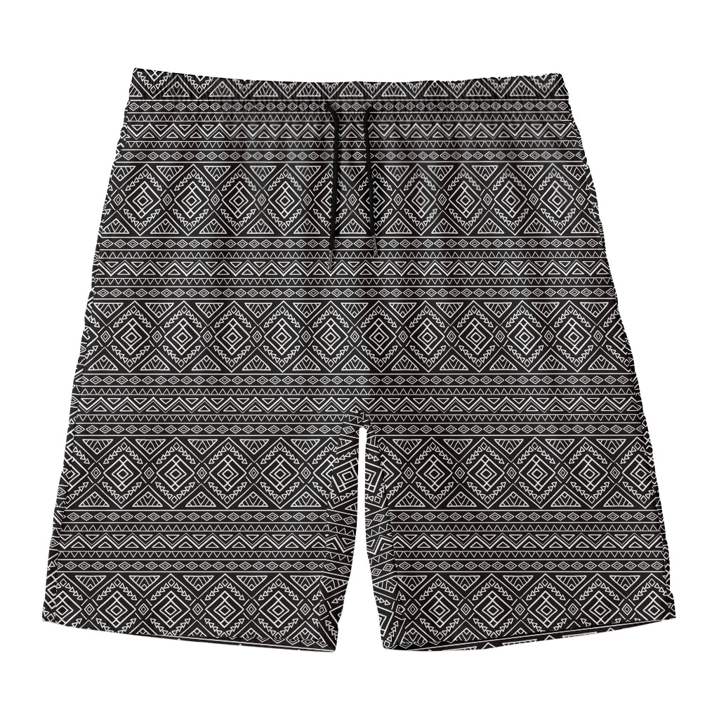 Black And White Navajo Tribal Print Men's Swim Trunks