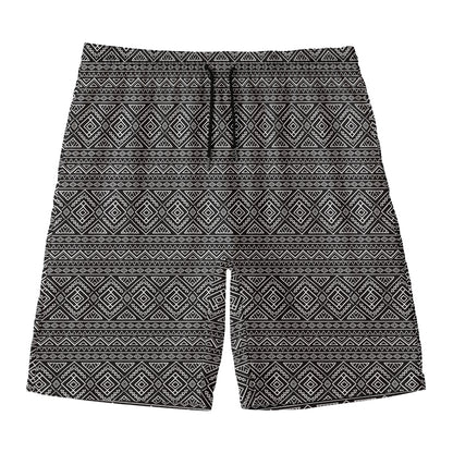 Black And White Navajo Tribal Print Men's Swim Trunks