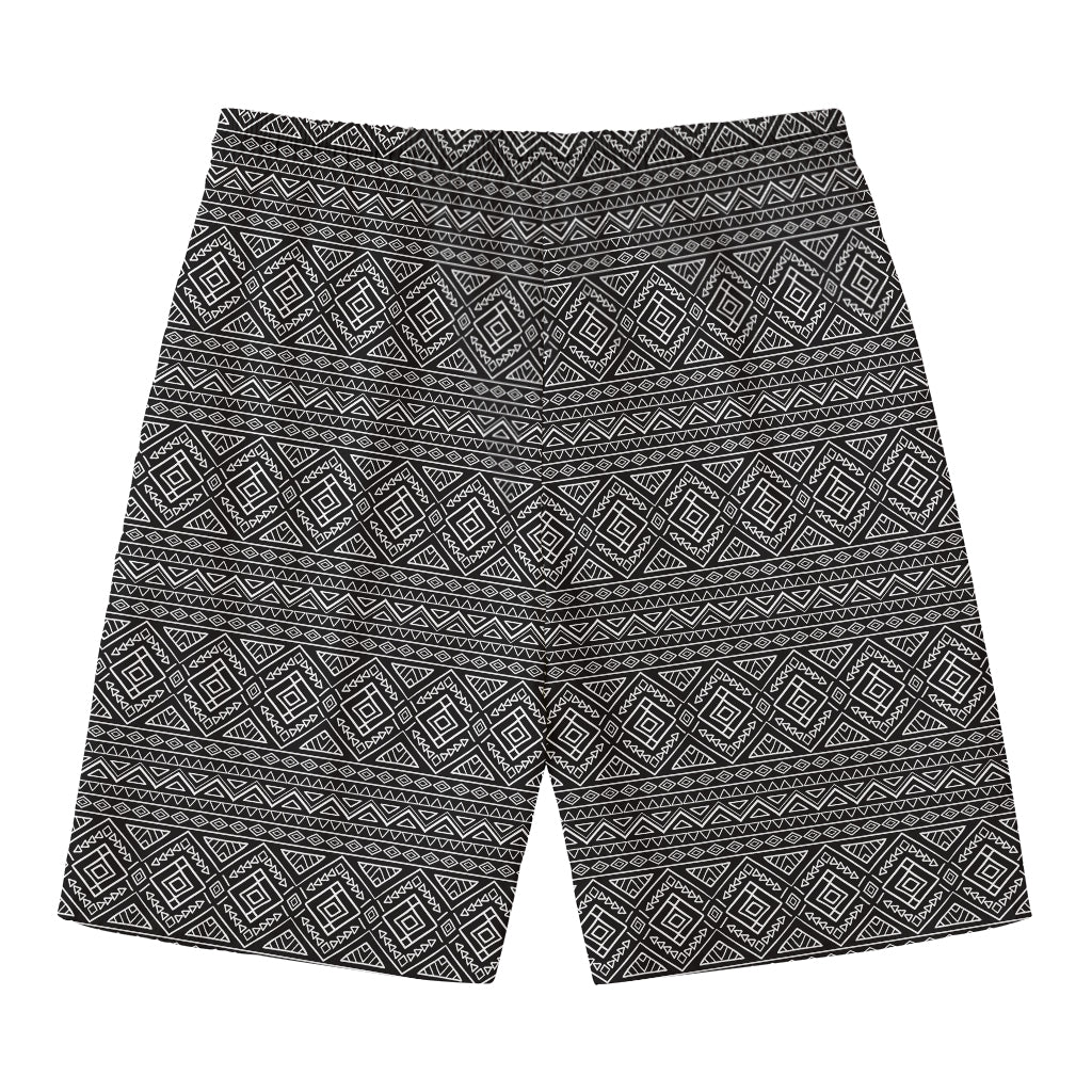 Black And White Navajo Tribal Print Men's Swim Trunks