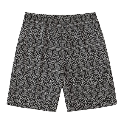 Black And White Navajo Tribal Print Men's Swim Trunks