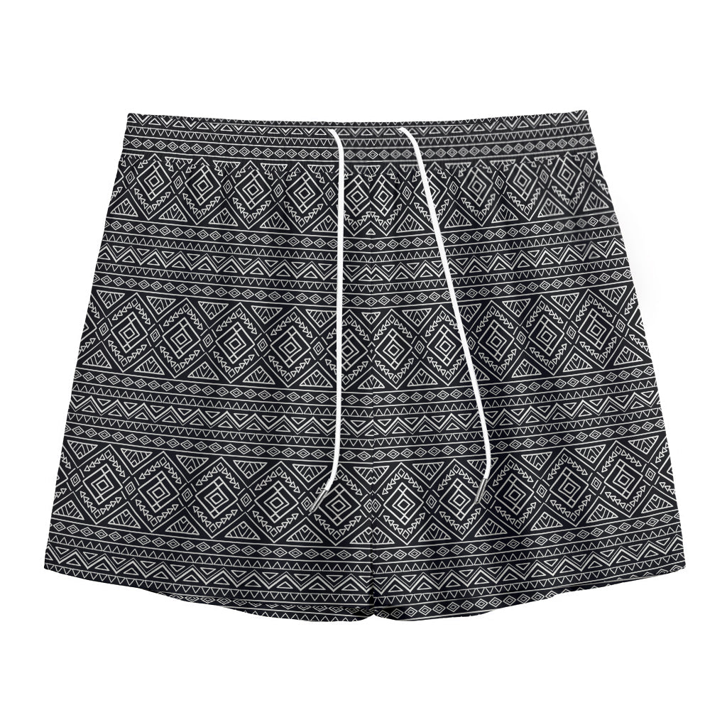 Black And White Navajo Tribal Print Mesh Shorts