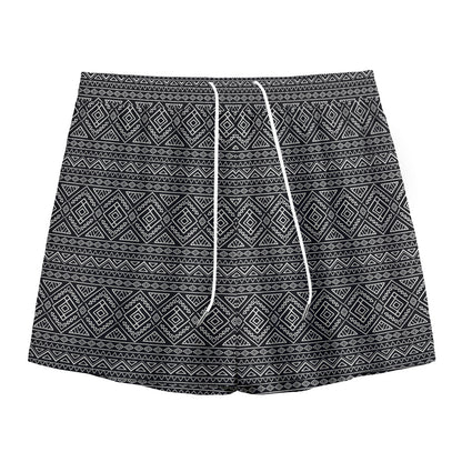 Black And White Navajo Tribal Print Mesh Shorts