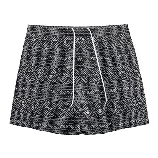 Black And White Navajo Tribal Print Mesh Shorts