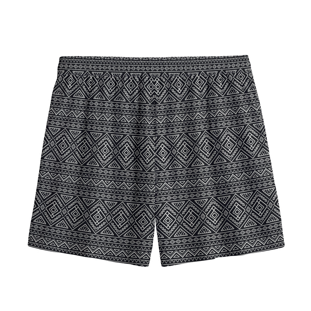 Black And White Navajo Tribal Print Mesh Shorts