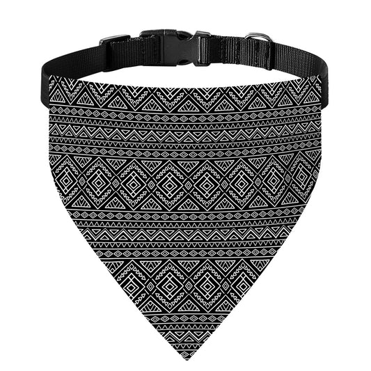 Black And White Navajo Tribal Print Over The Collar Dog Bandana