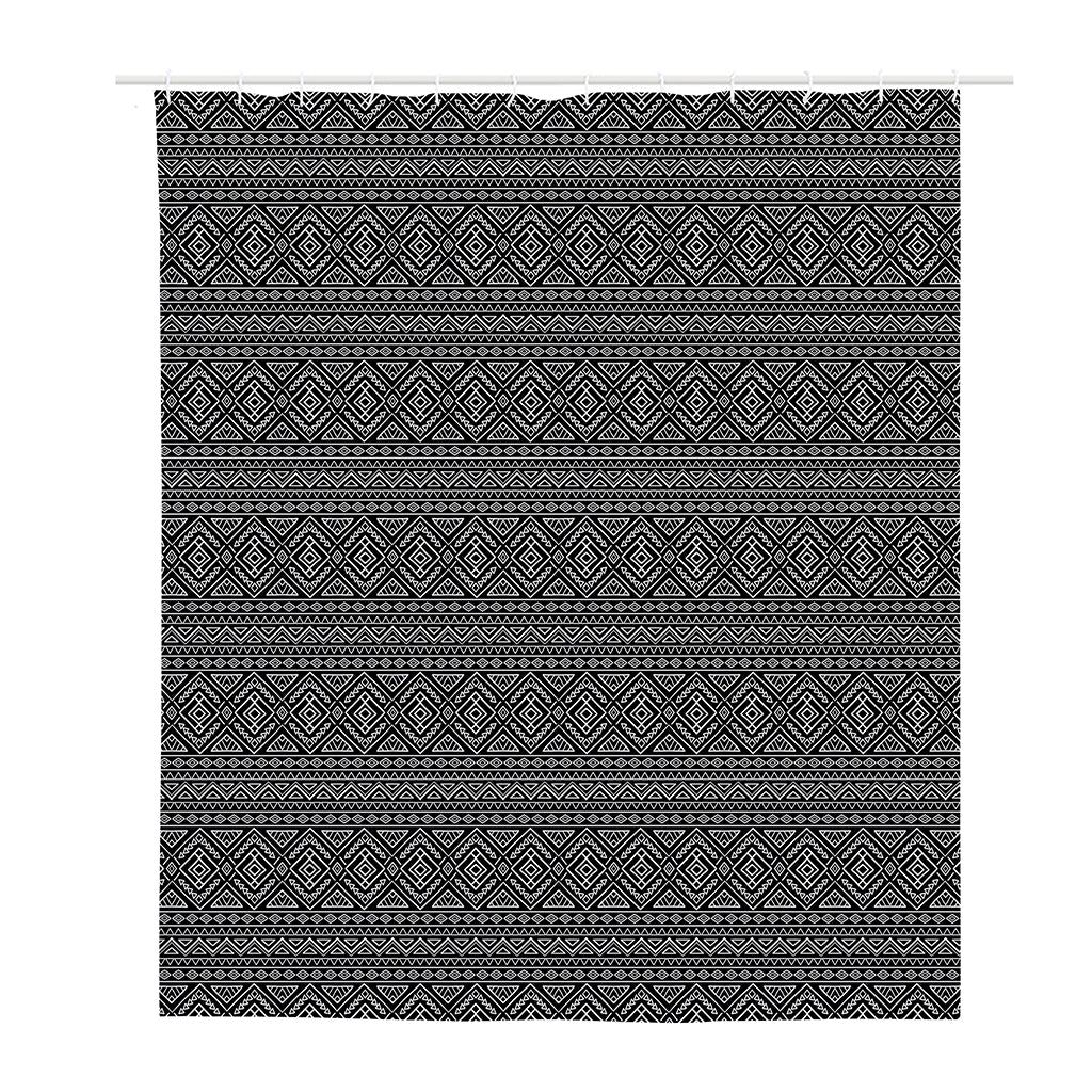 Black And White Navajo Tribal Print Polyester Shower Curtain