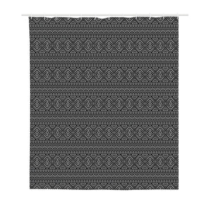 Black And White Navajo Tribal Print Polyester Shower Curtain
