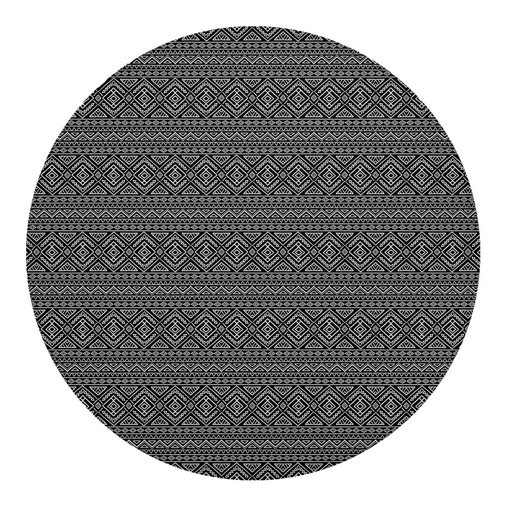 Black And White Navajo Tribal Print Round Blanket