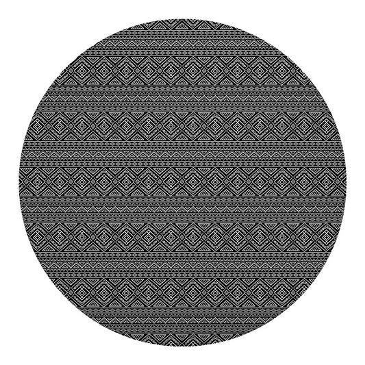 Black And White Navajo Tribal Print Round Blanket