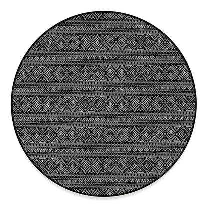 Black And White Navajo Tribal Print Round Floor Mat