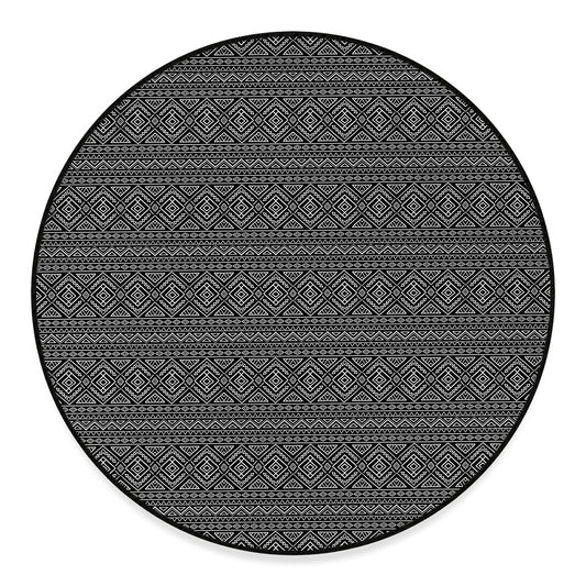 Black And White Navajo Tribal Print Round Floor Mat