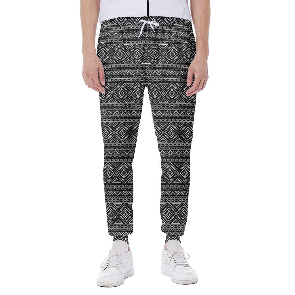 Black And White Navajo Tribal Print Scuba Joggers