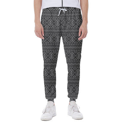Black And White Navajo Tribal Print Scuba Joggers