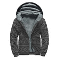 Black And White Navajo Tribal Print Sherpa Lined Zip Up Hoodie