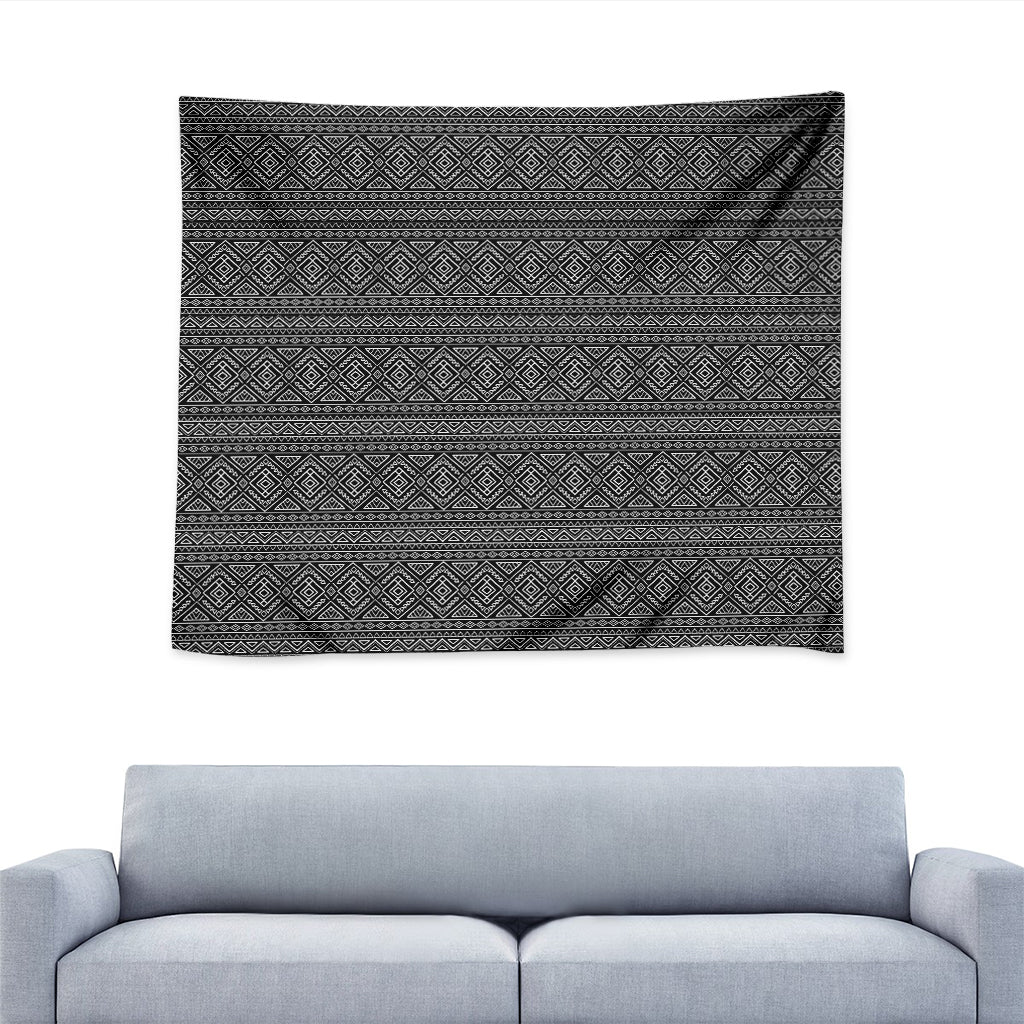 Black And White Navajo Tribal Print Tapestry