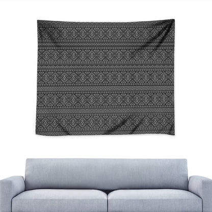 Black And White Navajo Tribal Print Tapestry