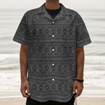 Black And White Navajo Tribal Print Textured Short Sleeve Shirt