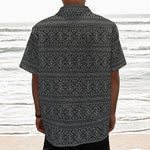 Black And White Navajo Tribal Print Textured Short Sleeve Shirt