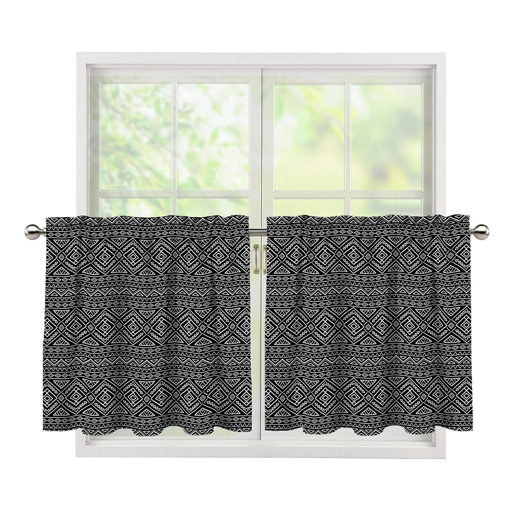 Black And White Navajo Tribal Print Tier Curtains
