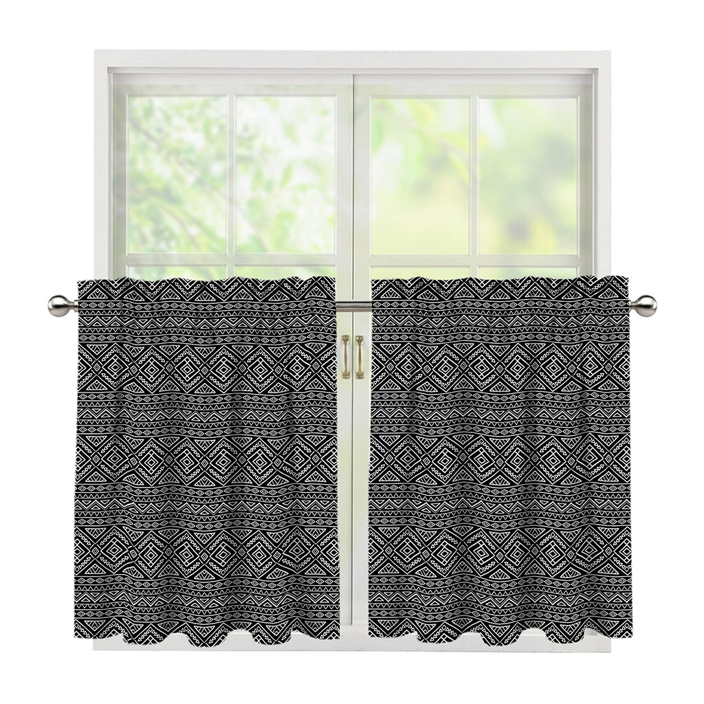 Black And White Navajo Tribal Print Tier Curtains