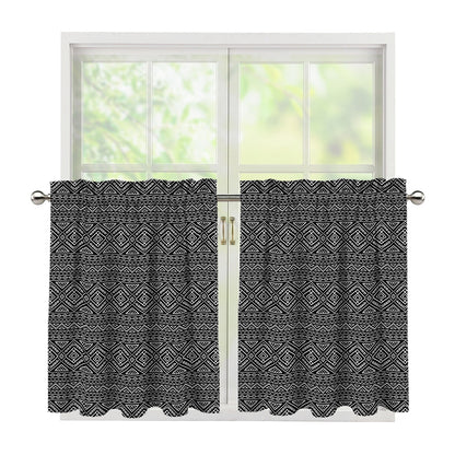 Black And White Navajo Tribal Print Tier Curtains
