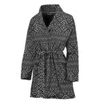 Black And White Navajo Tribal Print Women's Bathrobe