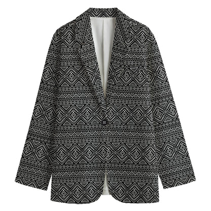 Black And White Navajo Tribal Print Women's Blazer