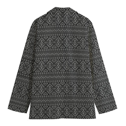 Black And White Navajo Tribal Print Women's Blazer
