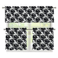 Black And White Octopus Pattern Print 3 Piece Kitchen Curtains