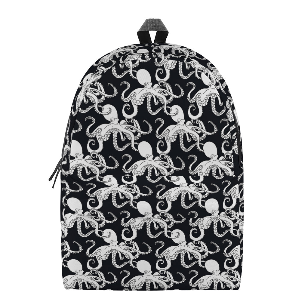 Black And White Octopus Pattern Print Backpack
