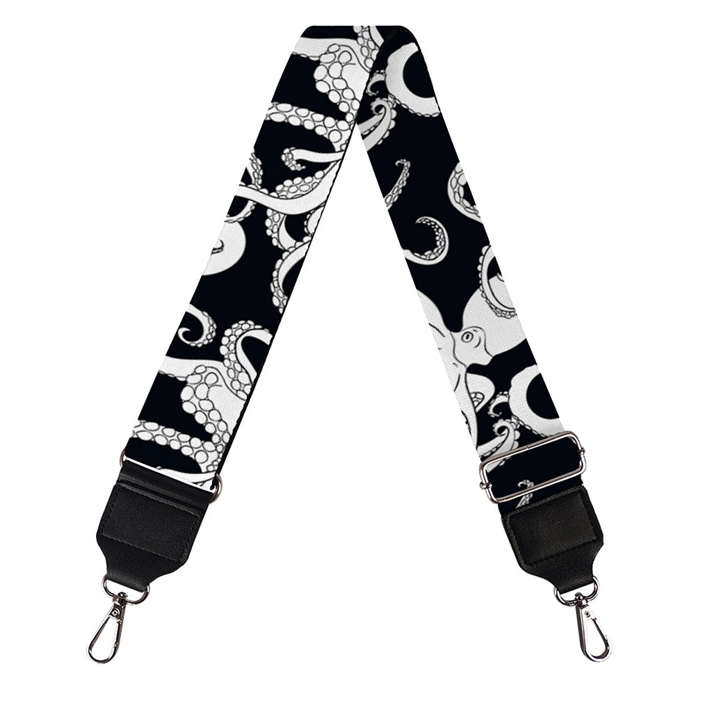 Black And White Octopus Pattern Print Bag Strap