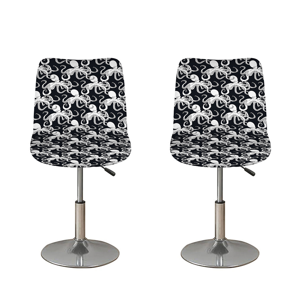 Black And White Octopus Pattern Print Bar Stool Covers
