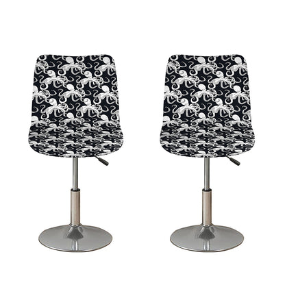 Black And White Octopus Pattern Print Bar Stool Covers