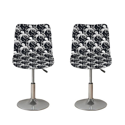 Black And White Octopus Pattern Print Bar Stool Covers