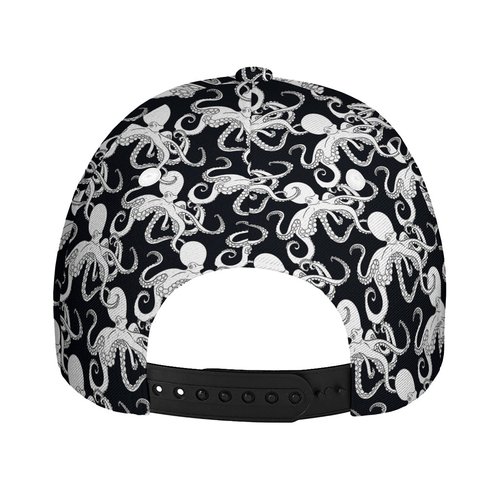 Black And White Octopus Pattern Print Baseball Cap