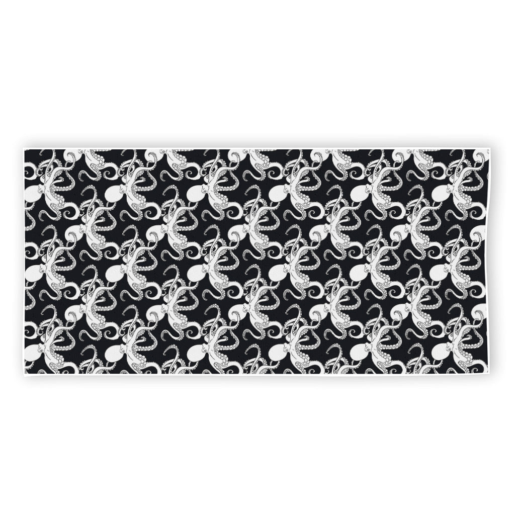 Black And White Octopus Pattern Print Beach Towel