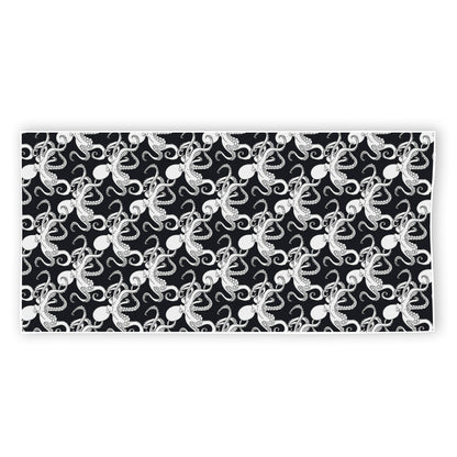 Black And White Octopus Pattern Print Beach Towel