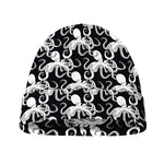Black And White Octopus Pattern Print Beanie