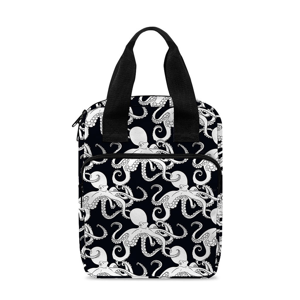 Black And White Octopus Pattern Print Bible Tote Bag