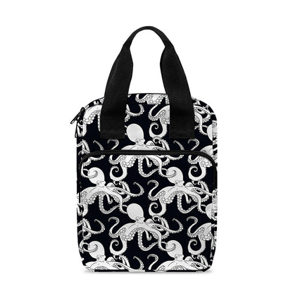 Black And White Octopus Pattern Print Bible Tote Bag