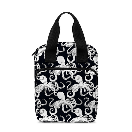 Black And White Octopus Pattern Print Bible Tote Bag