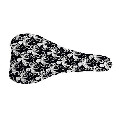 Black And White Octopus Pattern Print Bicycle Seat Cover